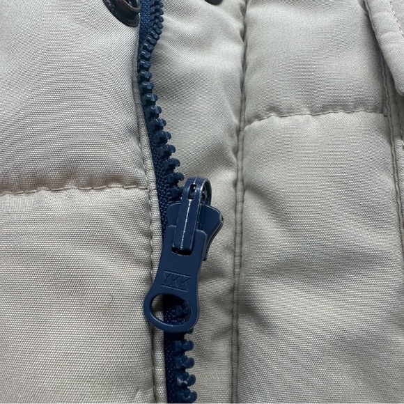 Lacoste Men’s Vintage Puffer Vest Reversible Tan Blue Size Large Cotton Blend - Picture 11 of 15